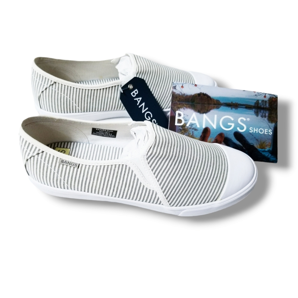 Bangs Striped Nautical Mile Canvas Slip Ons | 8.5